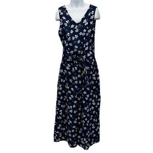 BCX Girls Sleeveless Floral Print Tank Jumpsuit - Blue White - size 10